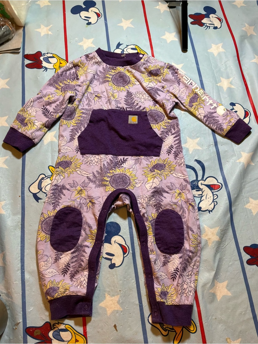 Carhartt infant girls long sleeve coveralls purple floral size 18 months